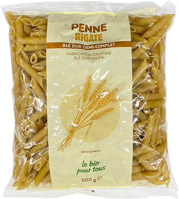 Le Bio Pour Tous -- Penne rigate demi complet origine italie - 500 g