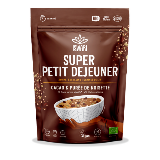 Iswari -- Super petit déjeuner cacao et purée de noisettes bio - 360g