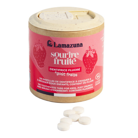 Lamazuna -- Dentifrice à croquer enfant (fraise avec fluor) - 120 pastilles