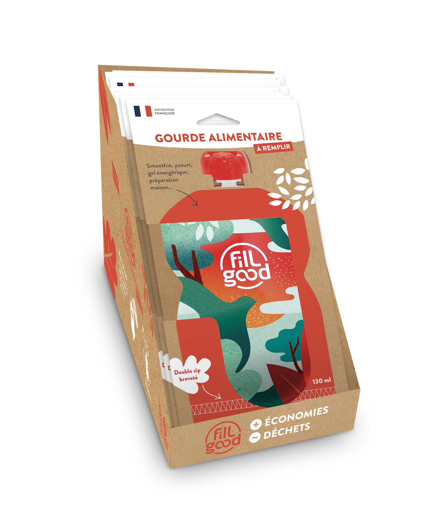Fillgood -- Gourdes réutilisables adulte vertes (prêt à vendre) - 130 mL x 8