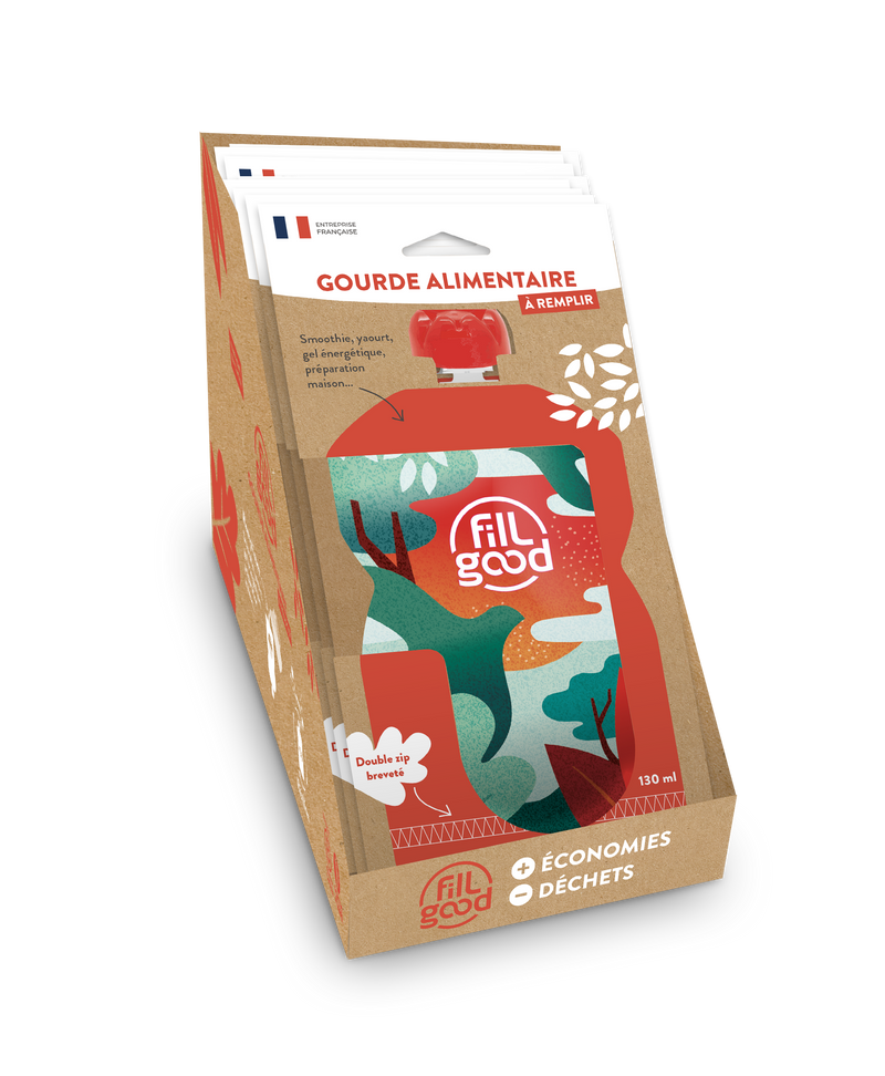 Fillgood -- Gourdes réutilisables adulte vertes (prêt à vendre) - 130 mL x 8