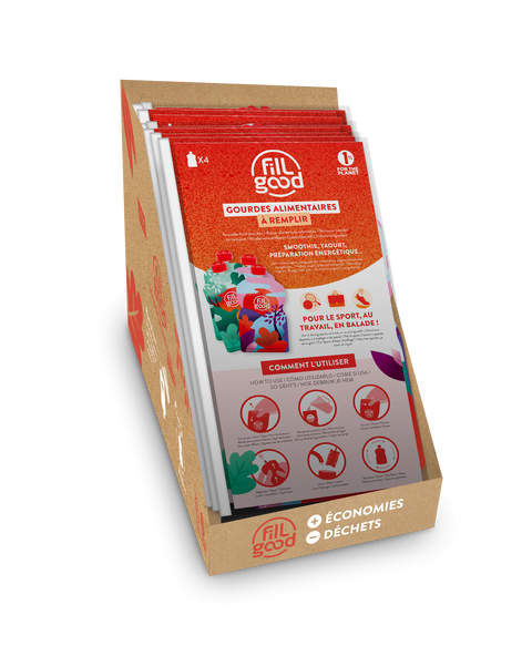 Fillgood -- Gourdes réutilisables adulte (prêt à vendre) - Lots de 4 x 8