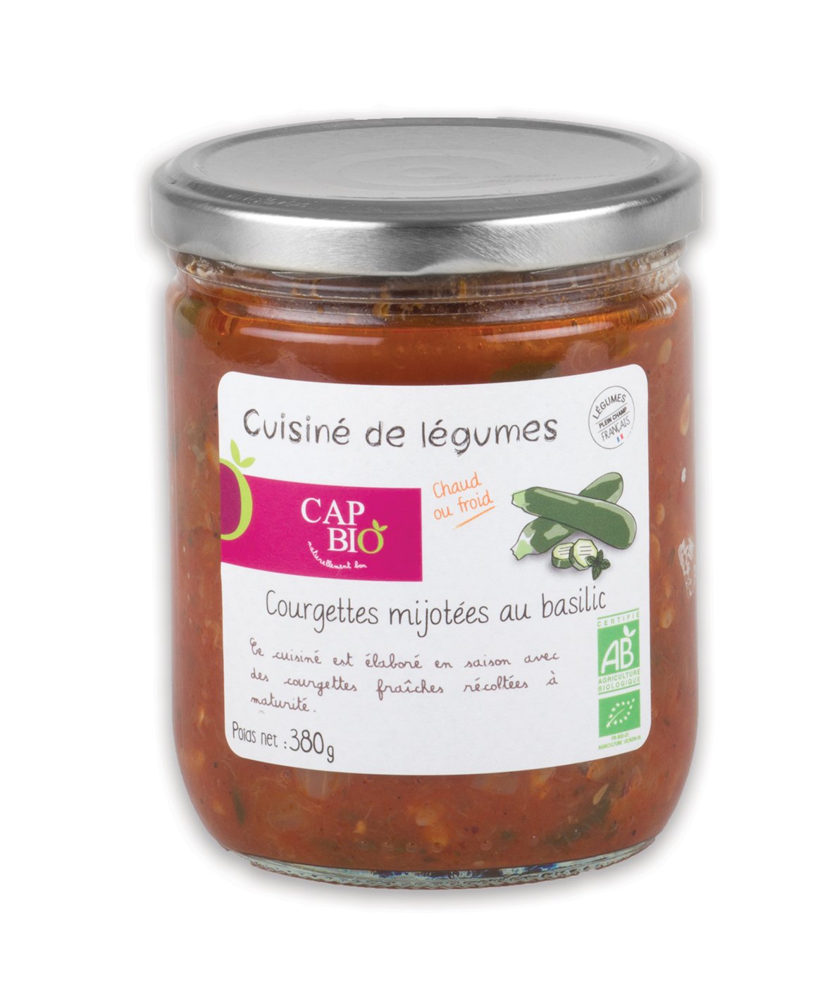 Cap bio -- Courgettes mijotées au Basilic bio - 12x460mL