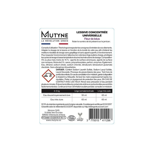 Mutyne -- Etiquettes lessive fleur de lotus - Rouleau de 50 étiquettes