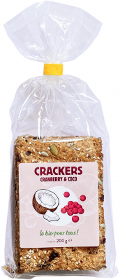 Le Bio Pour Tous -- Crackers cranberry coco origine pays-bas - 200 g