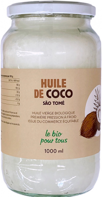 Le Bio Pour Tous -- Huile de coco vierge (origine Sao Tomé et Principe) - 1L
