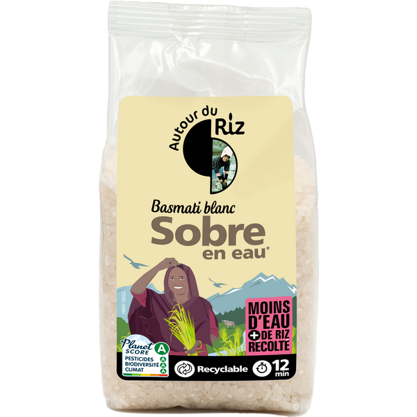 Autour Du Riz -- Riz basmati blanc bio sobre en eau (origine Pakistan) - 400 g