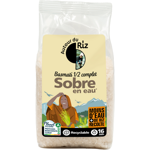 Autour Du Riz -- Riz basmati bio 1/2 complet sobre en eau (origine Pakistan) - 400 g