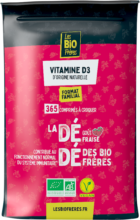 Les Bio Frères -- Dédé fraise bio (vitamine d3) immunité - 365 comprimés