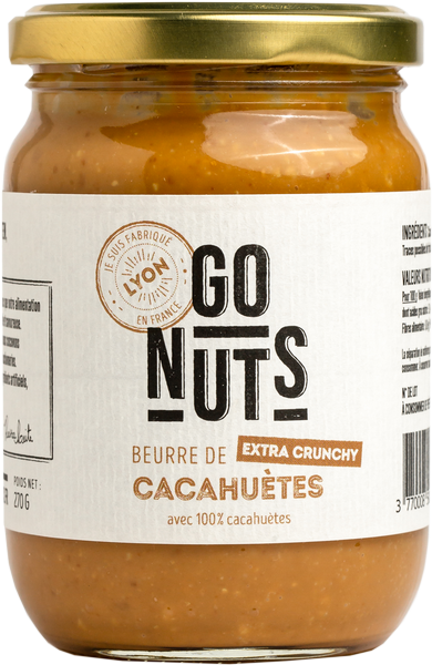 Go Nuts -- Beurre de cacahuètes extra crunchy bio (origine Egypte) - 270 g