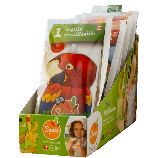 Squiz -- Gourdes réutilisables perroquet (prêt à vendre) - 8 x 130 mL