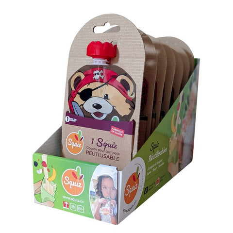 Squiz -- Gourdes réutilisables ours pirate (prêt à vendre) - 8 x 130 mL