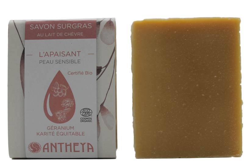 Antheya -- Savon lait de chèvre - apaisant peaux sensibles (bande papier) - 100 g