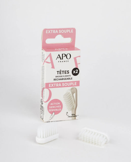 Apo -- Recharges de brosse à dents rechargeable extra-souple (2 têtes)
