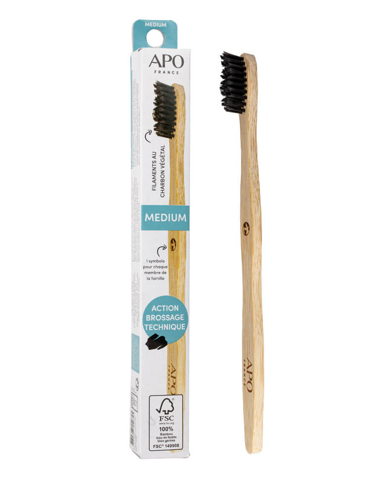 Apo -- Brosse à dents bambou charbon medium adulte