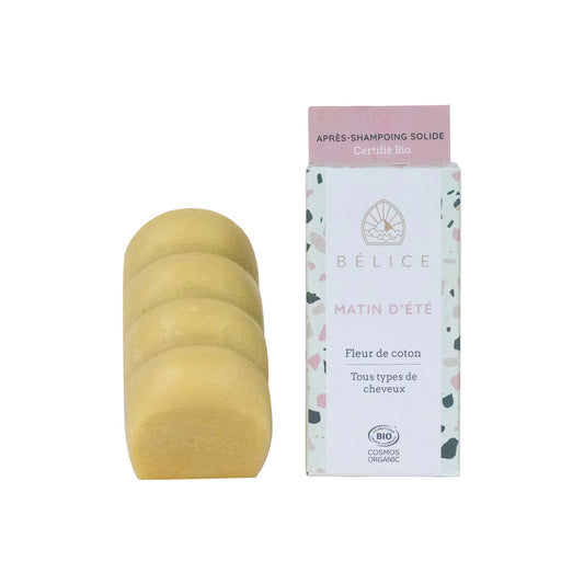 Bélice -- Après-shampoing solide bio - tous types de cheveux - matin d'eté (boîte carton) - 95 g