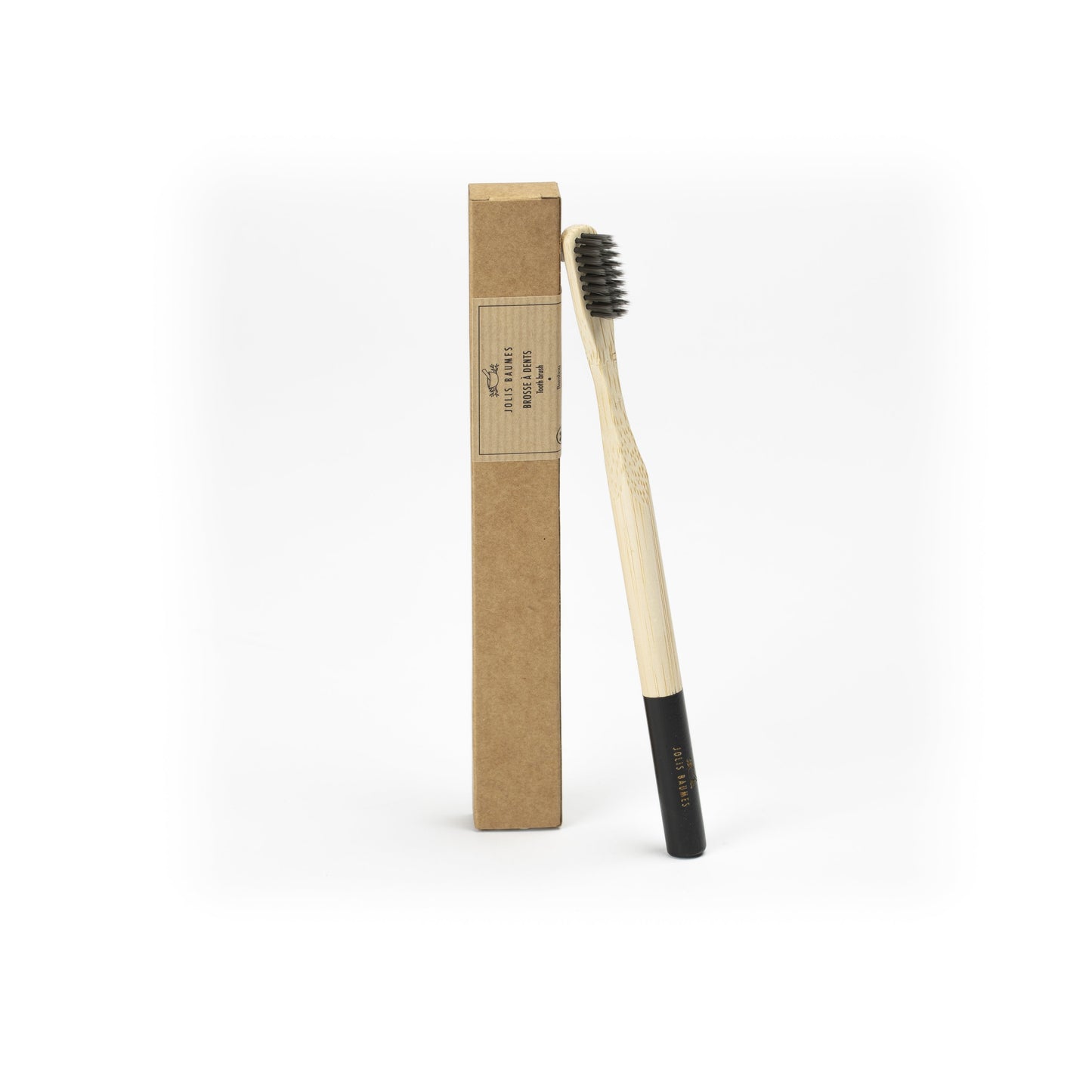 Jolis Baumes -- Brosse à dents adulte noire médium en bambou