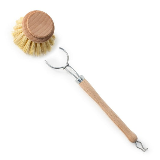 My Boo Company -- Brosse vaisselle, manche rechargeable en bois de hêtre et tampico