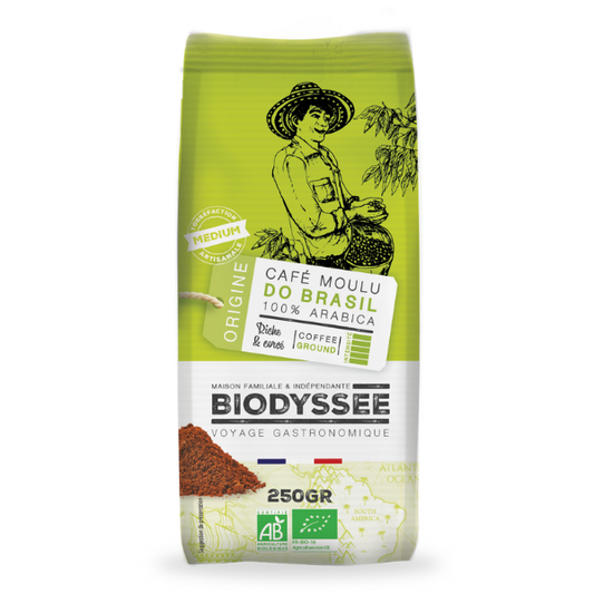 Biodyssée -- Café moulu origine 100% arabica bio (origine Brésil) - 250 g