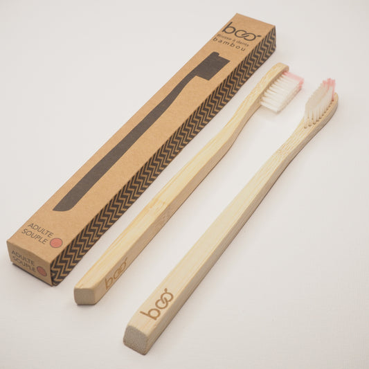 My Boo Company -- Brosse à dents adulte en bambou (souple rose)