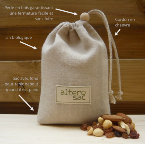 Alterosac -- Sac de courses vrac - Toile de lin bio - Taille. S