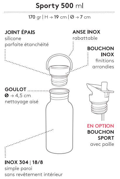 Gaspajoe -- Gourde Sporty Inox Bambou - 500 ml
