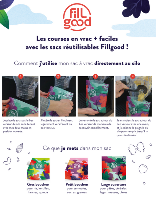 Fillgood -- Présentoir 20 sacs à vrac doseurs (petit bouchon) - 1,2L