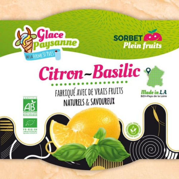 La Ferme Saint Yves -- Sorbet citron basilic bio Vrac - 2,5 L