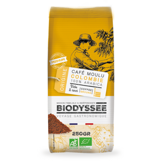 Biodyssée -- Café moulu origine 100% arabica bio (origine Colombie) - 250 g