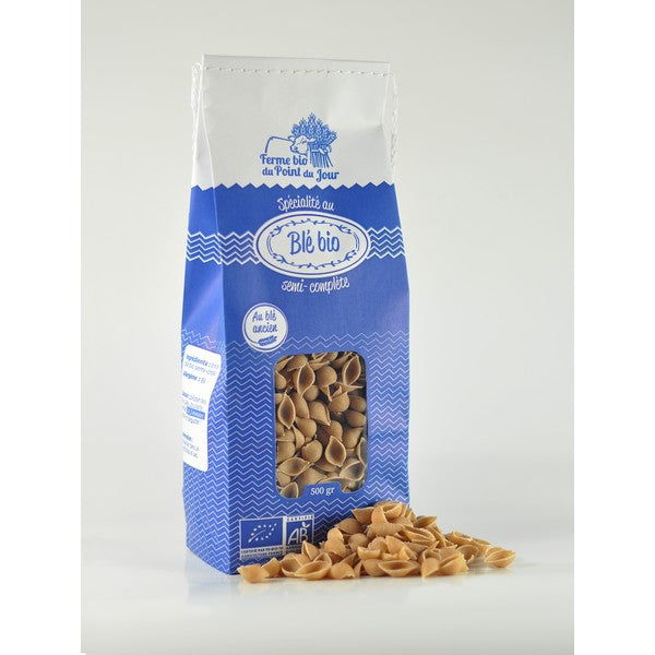 La Ferme Bio Du Point Du Jour -- Conchiglie blé ancien semi complet bio - 500 g