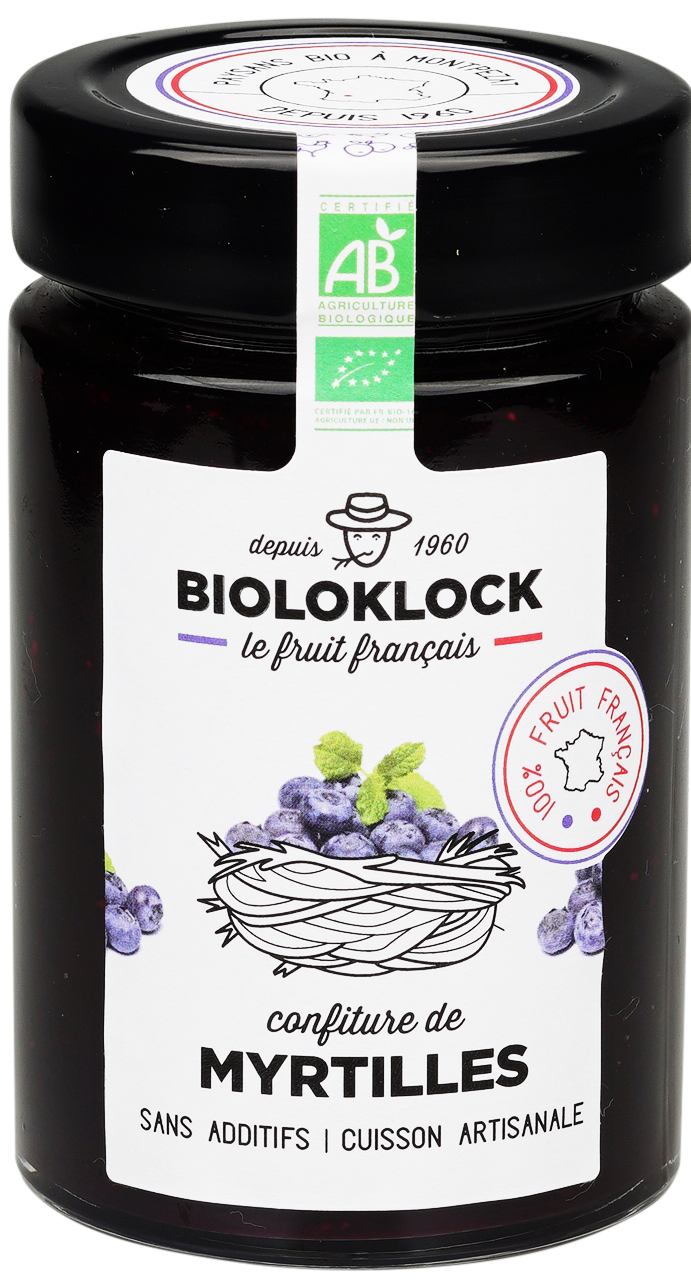 Bioloklock -- Confiture de myrtilles cultivées bio (france) - 230 g x 6