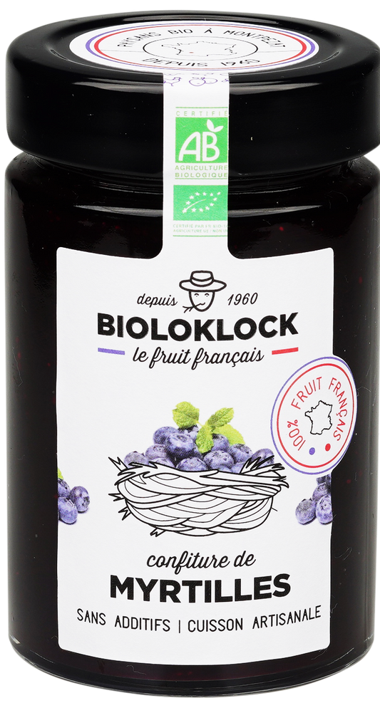 Bioloklock -- Confiture de myrtilles cultivées bio (france) - 230 g x 6