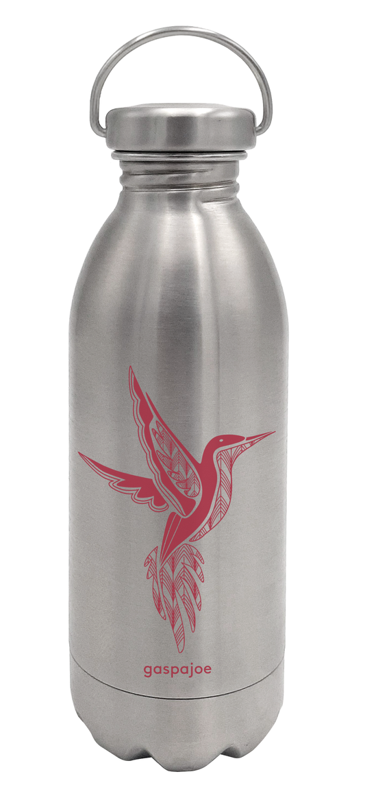 Gaspajoe -- Gourde daily tout inox imprimée colibri corail - 450 ml