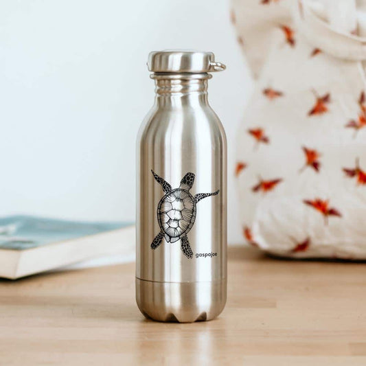 Gaspajoe -- Gourde daily mini inox imprimée tortue noire - 330 ml