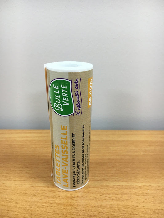 Bulle Verte -- Contre étiquette tablettes lave vaisselle classiques - x 50