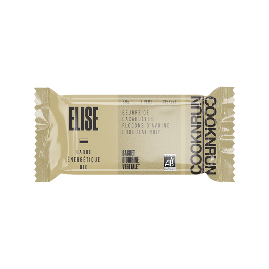 Cook'n Run -- Présentoir de 20 barres compostables bio elise (beurre de cacahuètes, avoine, chocolat) - 20 x 50 g