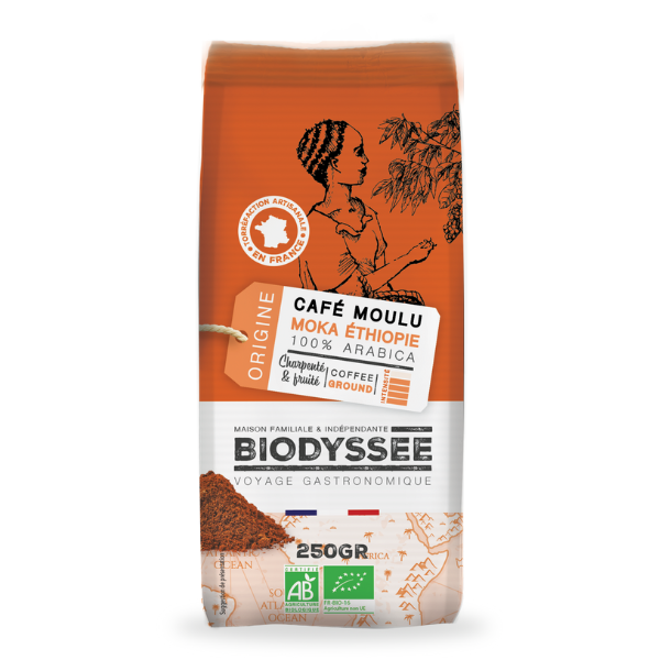 Biodyssée -- Café moulu origine moka 100% arabica bio (origine Ethiopie) - 250 g