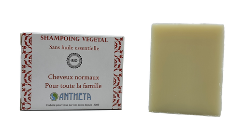 Antheya -- Shampoing solide sans he - toute famille et cheveux normaux (boîte) - 100 g