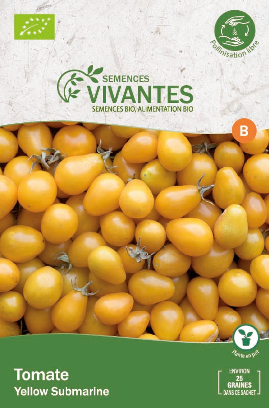 Semences Vivantes -- Tomate Yellow Submarine Bio - sachet de 25 graines