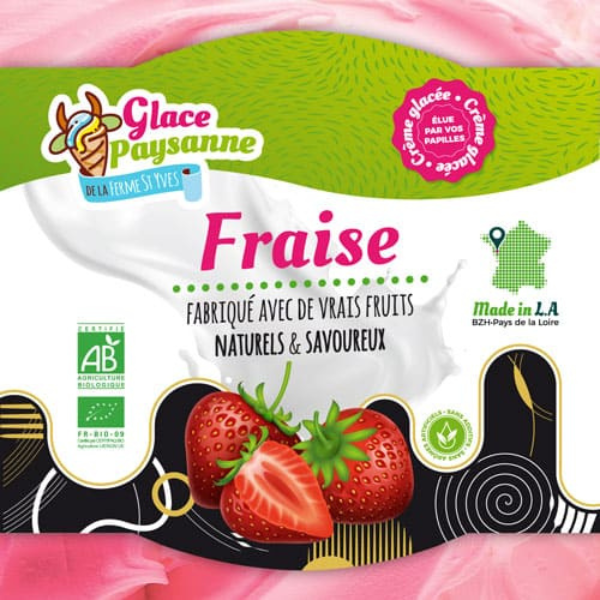La Ferme Saint Yves -- Crème glacée fraise bio Vrac - 2,5 L