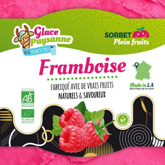La Ferme Saint Yves -- Sorbet plein fruit framboises bio - 500 ml