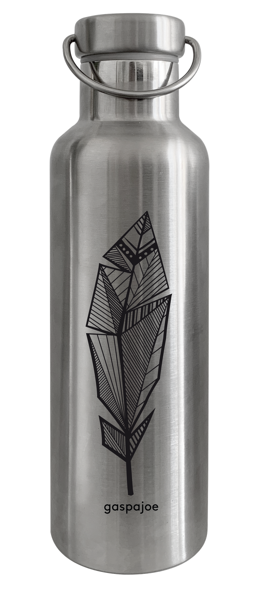 Gaspajoe -- Gourde isotherme groovy inox plume noire - 750 ml