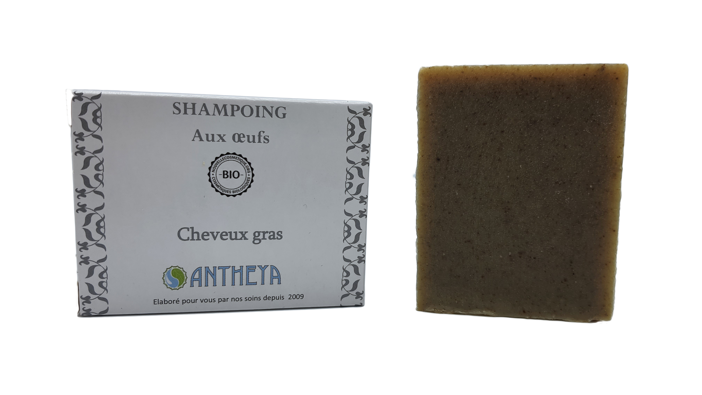 Antheya -- Shampoing solide lait de chèvre/citron/aloe vera - cheveux gras (boîte) - 100 g