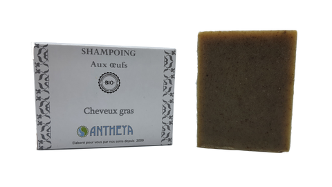 Antheya -- Shampoing solide lait de chèvre/citron/aloe vera - cheveux gras (boîte) - 100 g