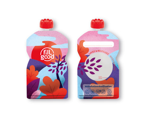 Fillgood -- Gourdes réutilisables adulte roses (prêt à vendre) - 130 mL x 8