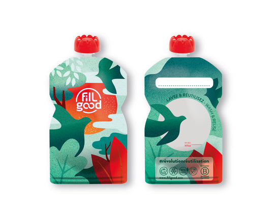 Fillgood -- Gourdes réutilisables adulte vertes (prêt à vendre) - 130 mL x 8