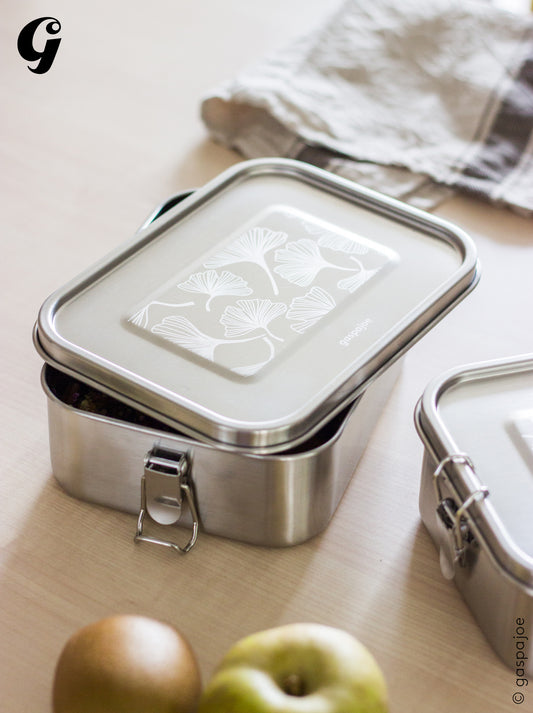 Gaspajoe -- Lunch box Yummy Inox Gravée Gingko - 800 ml