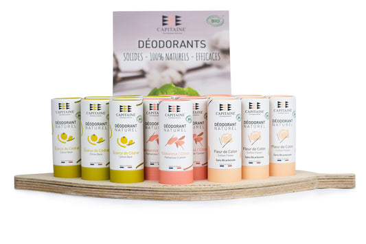 Capitaine -- Pack implantation déodorants stick 60g - 36 déodorants + 3 offerts + présentoir offert