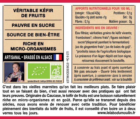 Le Labo Dumoulin -- Kéfir frais bio (framboise) - 25 cl x 8