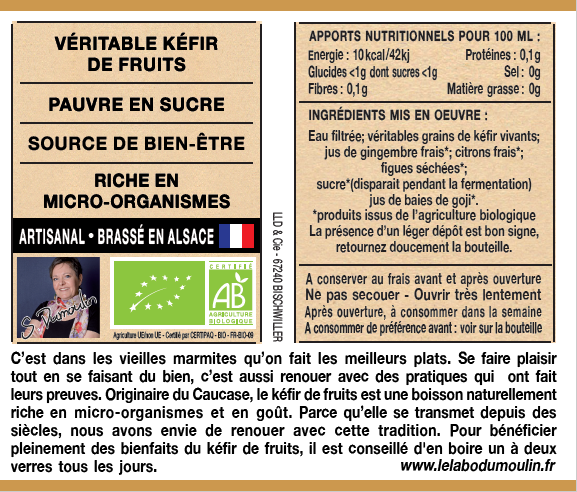 Le Labo Dumoulin -- Kéfir frais bio (gingembre) - 75 cl x 8
